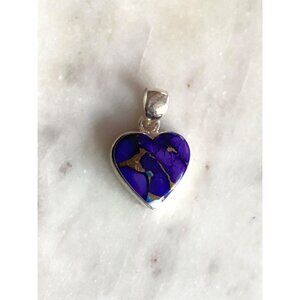 NEW Purple Dahlia Heart Sterling Silver Pendant